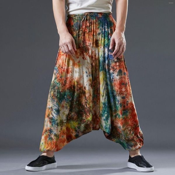 Männer Hosen Männer Tie-dye Baggy Low Drop Schritt Lose Streetwear Jogginghose Männliche Oversize Jogging Hose Nepal Boho flüssigkeit