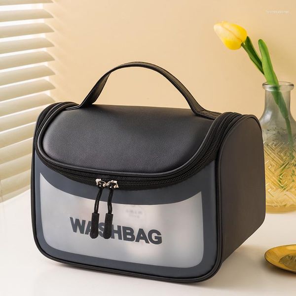 Borse portaoggetti Borsa a mano Borsa portatile in PVC cosmetica da viaggio all'aperto Lavaggio impermeabile Moda Trucco da bagno trasparente