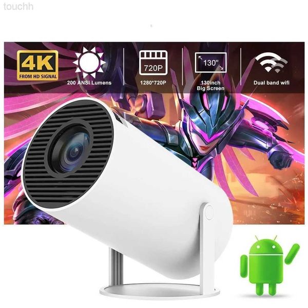 Проекторы Проекторы HY300 Проектор для домашнего кинотеатра 4K HD Android 11 Dual WIFI 6.0 120 ANSI BT5.0 1080P 1280*720P Портативный проектор для кинотеатра на открытом воздухе L230921 L230923