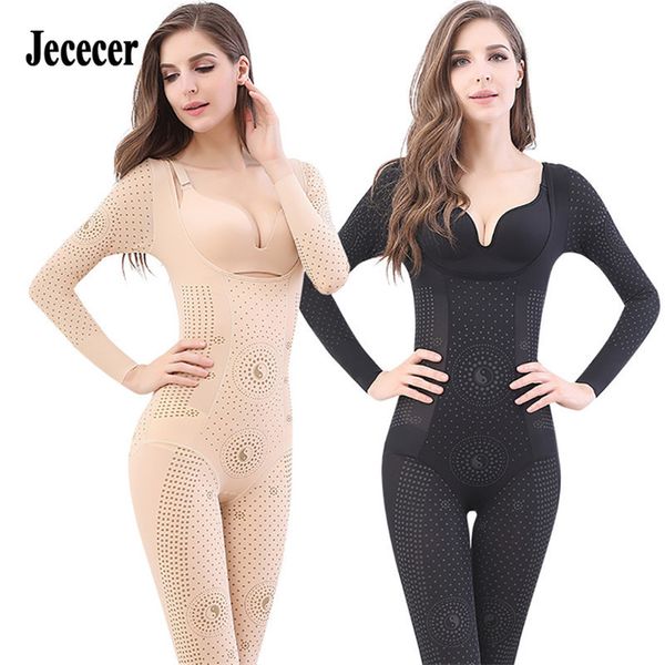 Kol şekillendirici uzun kolu tam vücut shapewear bodysuit bel antrenör kontrol karın ince legging kilo kaybı düzeltici 230921