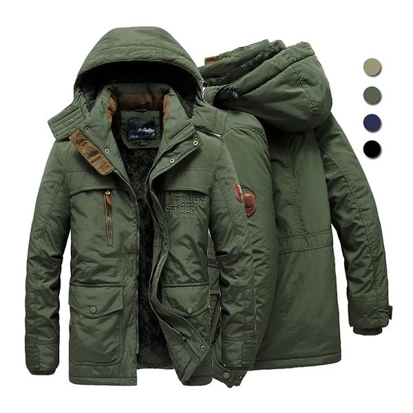 Jaquetas masculinas inverno lã quente grosso à prova de vento parkas moda com capuz jaqueta militar casaco grande tamanho 6xl alta qualidade masculino 230922