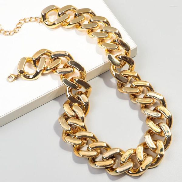 Ketten FishSheep Vintage Acryl Gold Farbe Chunky Kette Halskette Set für Frauen Aussage Geometrische Link Choker Halsketten Schmuck
