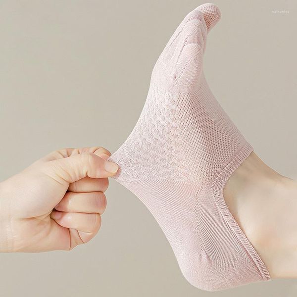 Женские носки летние с невидимым носком для женщин и девочек, хлопковые тонкие однотонные мягкие дышащие дезодоранты с неглубоким носком, без показа, 5 пальцев