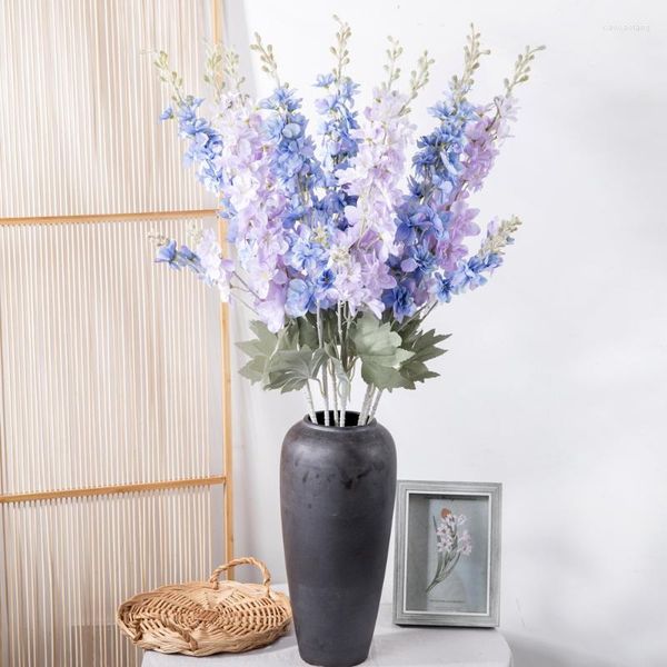 Fiori decorativi 86 cm Real Touch Delphinium Fiore Ramo Seta Artificiale Casa Matrimonio El Decorazione Fleur Artificielle Blu Flores