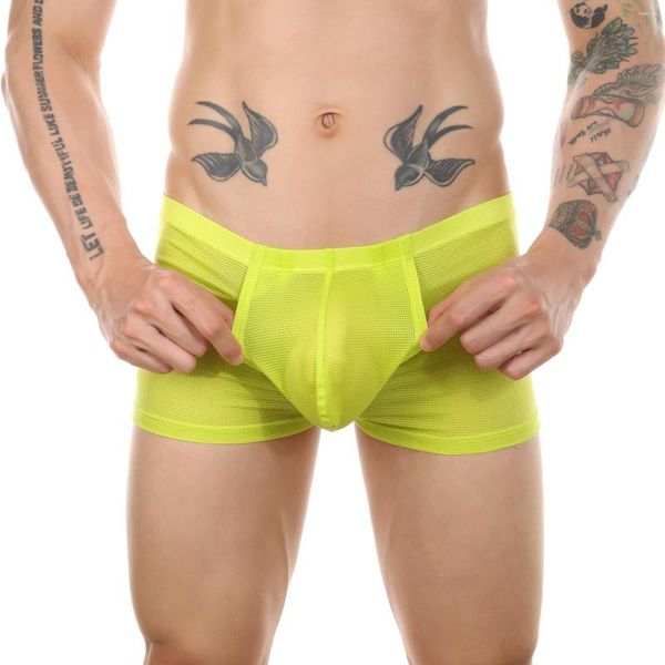 Unterhosen Sexy Boxershorts für Männer Aktivitätstasche Mesh Flache Eckhose Atmungsaktive Unterwäsche mit offenem Schritt und