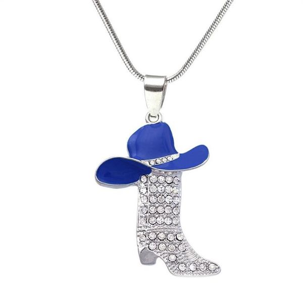 Collana di stivali con cappello in metallo in lega di zinco pendenti colorati con ciondoli collana con catena di serpenti su cauzione per souvenir cowboy cowgirl regalo gioielli2607