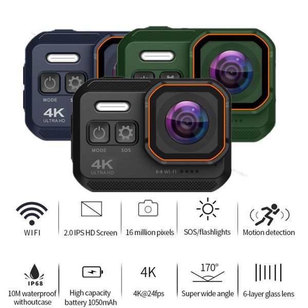 Kameralar 4K Ultra HD Eylem Kamerası 60FPS 10M Su Geçirmez 2.0 'Ekran 1080p Sport Kamera GO DRIVE KAYICI KAYIP KAYAK KAYDAKLARI 230922