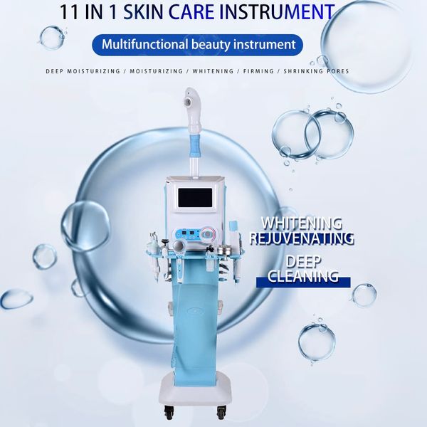 Novo rejuvenescimento da pele multifuncional 11 em 1 máquina de remoção de pigmento facial de alta frequência com jato de água microcorrente com vaporizador facial