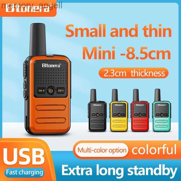 Walkie Talkie Btoera 2 PCS Mini Walkie Tallie PMR 446 Taşınabilir İki Yönlü Radyo HT PTT WALKIE-TALKIES 5W 16CH UHF 400-470MHz HKD230922 için Taşınabilir Radyo