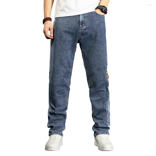 Jeans masculinos primavera verão moda denim homens casuais soltos calças largas retas hiphop streetwear plus size roupas