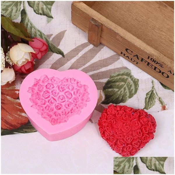 Altre arti e mestieri Stampo per sapone Sile a forma di cuore Fiore Stampi per zucchero rosa Stampi per fondente fai da te Forma 3D Mod Decorazione torta fatta a mano a Dholi
