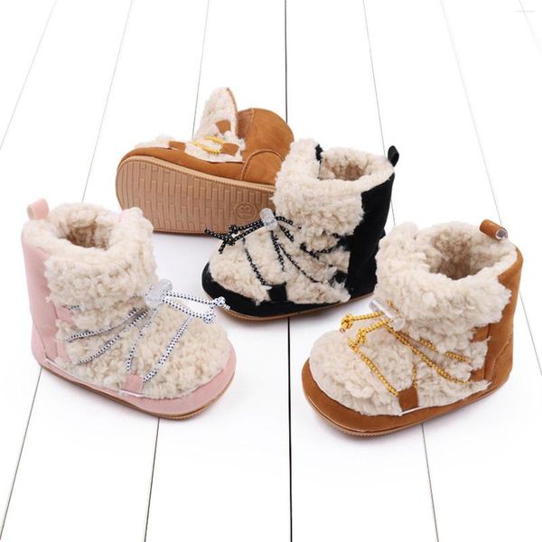 Primeiros caminhantes nascidos bebê unisex lã bootie inverno super quente infantil criança engrossar sapatos de berço clássico anti-deslizamento bota de chão