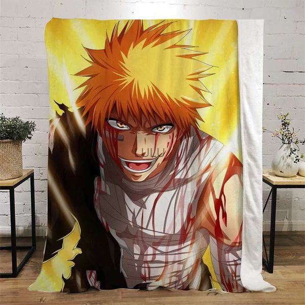 Battaniyeler Cloocl Moda Pazen Battaniye Karikatür Anime Bleach 3D Baskılı Battaniye Ofis Şekerleme Klima Atma Yorgan HKD230922