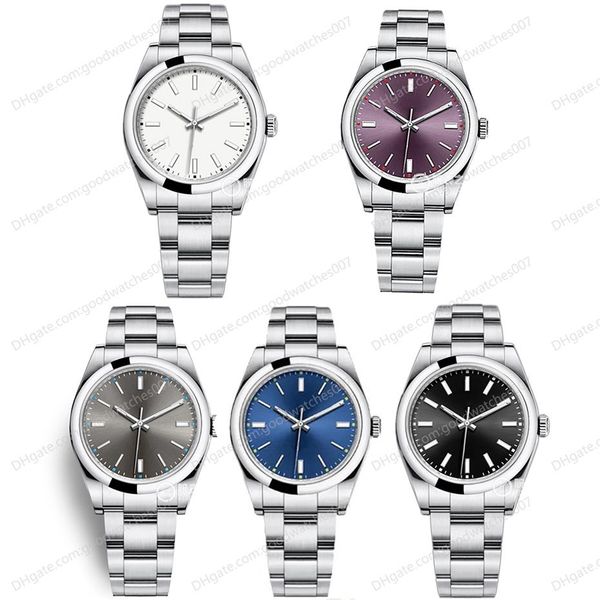 5 cores de alta qualidade relógio asiático 2813 relógios mecânicos automáticos cinza relógio masculino M114300-0001 39mm mostrador roxo inoxidável s223o