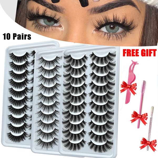 Falsche Wimpern MB 10 Paar 8D-Nerzwimpern Bulk Faux mit benutzerdefinierten Wispy Natural Fake Manga Lashes Großhandel flauschige falsche Wimpern 230921