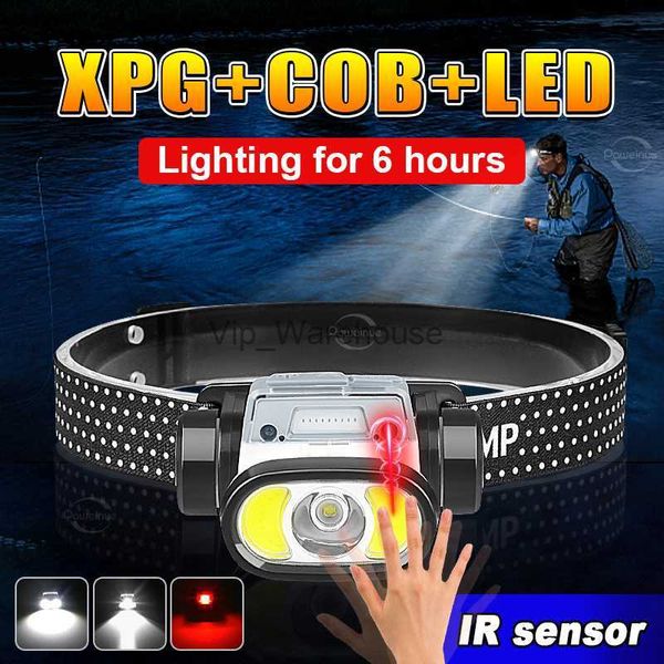 Lâmpadas de cabeça 2023Built-in Battery acampando poderoso LED LED portátil caça à luz de farol de farol de pesca Luz de pesca Luz de trabalho HKD230922