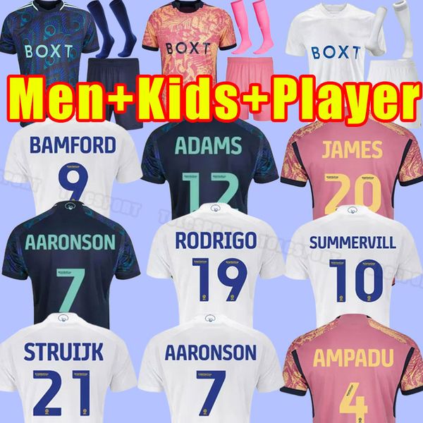 23/24 Bamford camisas de futebol 2023 2024 Adams Aaronson HARRISON Llorente Leeds Unitedes Sinisterra JAMES homens crianças kit camisa de futebol UTD xxxl 4xl fãs versão jogador