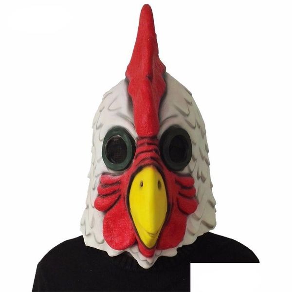 Máscaras de festa Branco Látex Galo Adts Mad Chicken Galo Halloween Assustador Engraçado Masquerade Cosplay 220826 Drop Delivery Home Garden Dhvdc