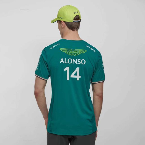 Fw23 camisetas masculinas 2024 novas camisetas da equipe Aston Martin F1 piloto espanhol Fernando Alonso 14 e STROLL 18 camisetas grandes