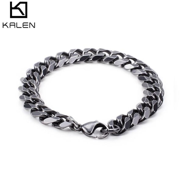 Retro 316 Edelstahl Gebürstet Link Kette Armbänder Für Männer Biker Matte Hand Kette Handgelenk Wrap Armbänder Günstige Jewelry211Y