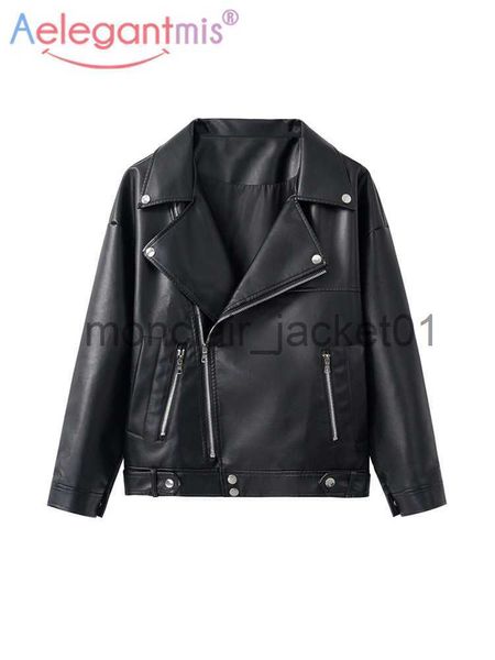 Damen Pelz Kunstpelz Aelegantmis Neue Lose PU Kunstleder Jacke Frauen Klassische Moto Biker Jacke Herbst Winter Dame Basic Mantel Y2k Oberbekleidung J230922