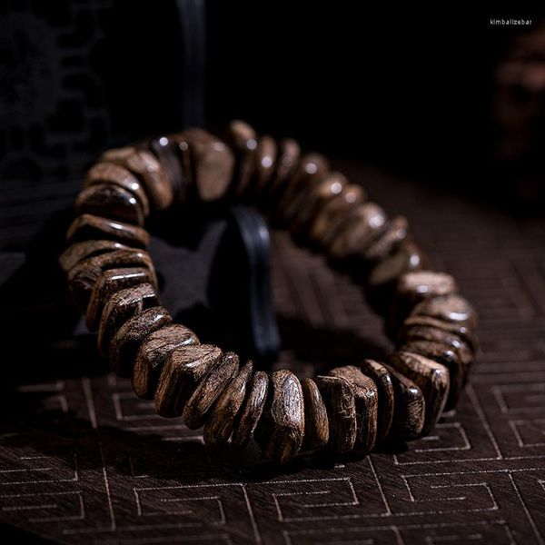 Bracciale a mano in Kalimantan con forma di vecchio materiale indonesiano Eaglewood Buddha Perline Donna Uomo Tipo sommerso Fedeltà