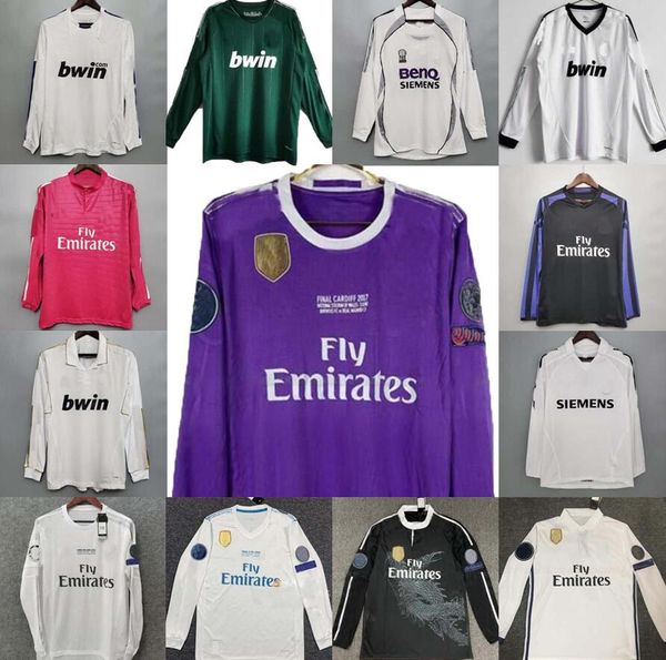 Finali KAKA Real Madrid Maglia da calcio manica lunga Maglie da calcio GUTI Ramos SEEDORF CARLOS 10 11 12 13 14 15 16 17 RONALDO ZIDANE RAUL 00 01 02 03 04 05 06 07