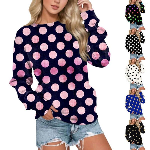 Kadın Hoodies Polka Dot Baskı UNISEX KIŞ KAYNAK GRAFİK KAWAII HOODY Kadın Harajuku Komik Çizgi Sweatshirt Kadın L5