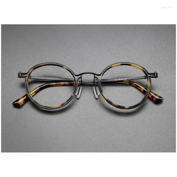 Sonnenbrillenrahmen Italien Titan Acetat Myopie Brillengestell Rund Tortie Für Männer Frauen Bequem Vintage Industriestil Hohe Qualität