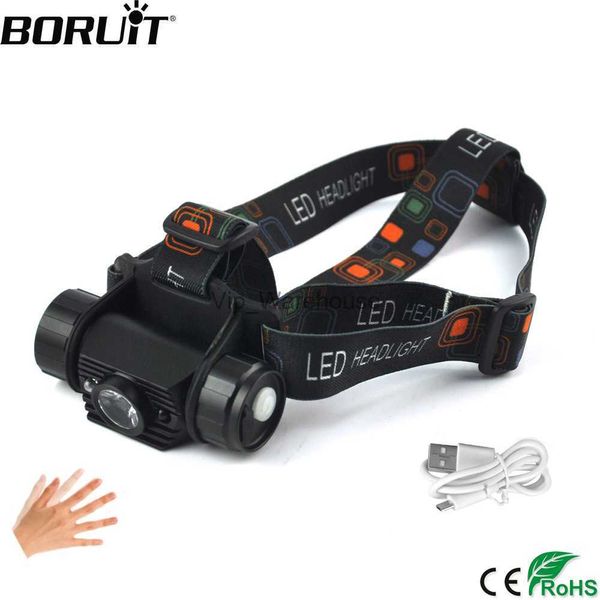 Stirnlampen BORUiT RJ-020 LED-Induktionsscheinwerfer 1000LM Bewegungssensor-Scheinwerfer 18650 wiederaufladbare Stirnlampe für Camping Angeln Jagd HKD230922