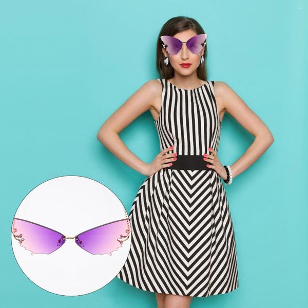 Солнцезащитные очки пляжные женские декоративные бабочки милый дизайн очки фиолетовые ПК очки девушка мужчина