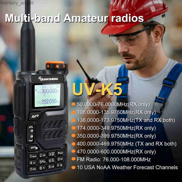 Walkie Talkie Quansheng Walkie Talkie UHF VHF UV-K5 50-600MHz Air Band DTMF Scrambler Tipo C Carregador Cópia de frequência sem fio NOAA Rádio FM HKD230922