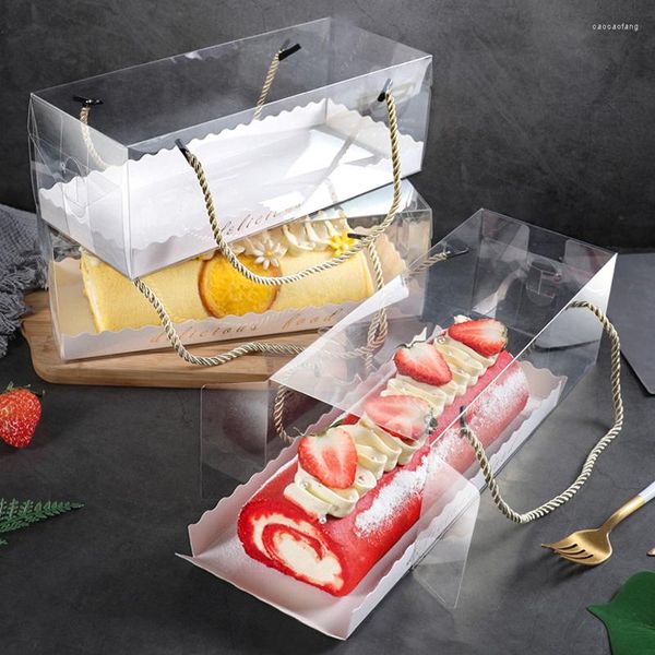 Geschenkverpackung, 5 Stück, tragbar, groß, Kunststoff, Backverpackung, rechteckig, transparent, Käsekuchen, Kuchen, Lebensmittel-Display-Halter