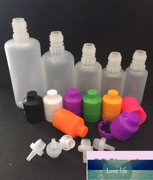 wholesale Botellas de plástico de colores 3 ml 5 ml 10 ml 15 ml 20 ml 30 ml 50 ml 60 ml 100 ml 120 ml Frascos cuentagotas con puntas largas y delgadas Tapas de manipulación Clásico