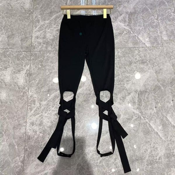 Damenhose, neuartiges Loch, Sommer, für Frauen, Legging, Verband, Mantel, schlanke schwarze Hose, sexy lang