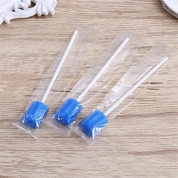 Forchette Confezione Da 100 Stick Monouso Per L'igiene Orale Con Punta In Spugna Blu E Tamponi Igienici In Cotone For271v