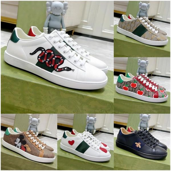 Ace Shoe Designers Italia Pelle Ape Gatto Tigre Sneaker in pitone ricamato Donna Uomo Sneaker a strisce Colore bianco Scarpe sportive classiche da passeggio