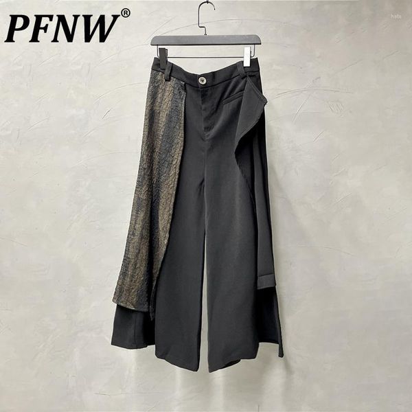 Erkek pantolon pfnw etek retro şık patchwork kırpılmış karanlık giyim punk gotik tarzı trend gevşek geniş bacak moda pantolon 12Z4503