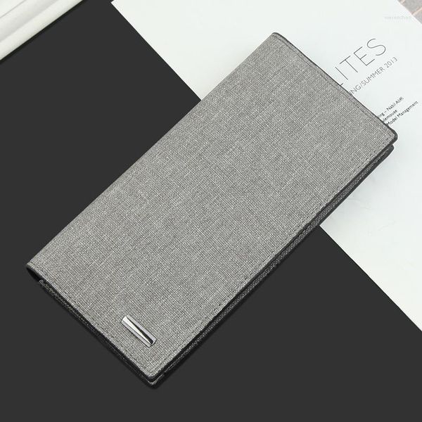 Geldbörsen Herren Casual Canvas Geldbörse Lang Business Klassisch und modisch High-End-PU-Leder Stoff strukturiertes USD-Papier