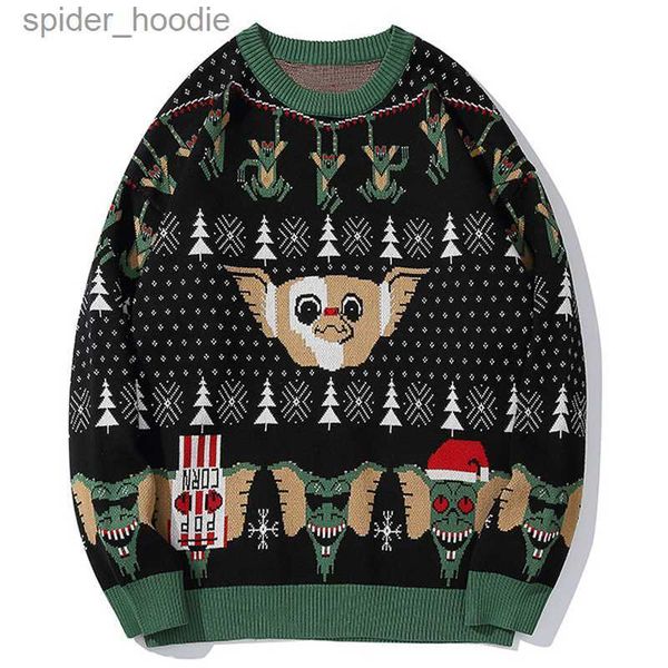 Suéteres masculinos 2023 feio suéter de Natal para presente Santa Elf engraçado pulôver mulheres homens suéteres soltos tops outono inverno roupas top l230922
