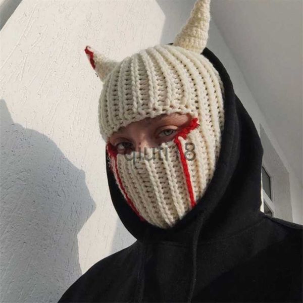 Beanie/Kafatası Kapakları Beanieskull Caps Cadılar Bayramı Komik Boynuzlar Örme Şapka Beanes Sıcak Full Yüz Kapağı Kayak Maskesi Rüzgar Geçirmez Balaclava Açık Spor 220921 X0922