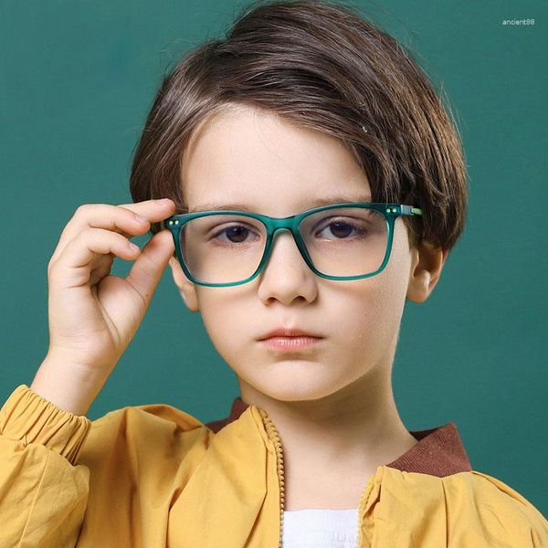 Sonnenbrille 2023 Kinder Anti-Blaulicht-Brille TR90 Quadratische Teenager Reflektierende Computerblockierende Brillen UV400