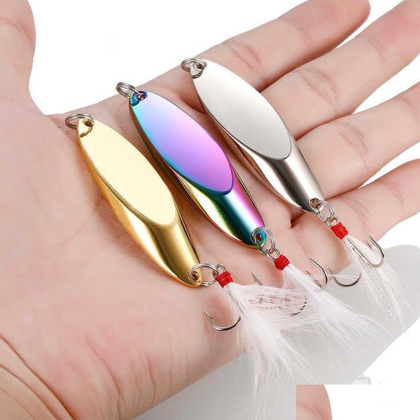 Köder Köder 10 Pcbaits Metall Spinner Löffel Forellen Angelköder Harter Köder Pailletten Paillette Künstliche 5G-42G Spinnerbait Fischwerkzeuge Dro Dhixz