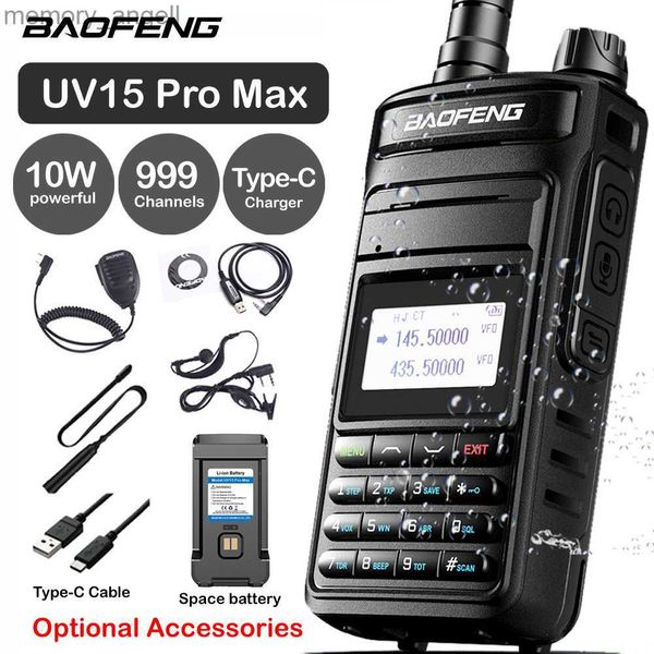 Walkie Talkie 2023 BaoFeng UV-15 PRO V2 10W poderoso walkie talkie de banda dupla tipo C carregador de longo alcance UV15 Pro Transceptor Ham Rádio bidirecional HKD230922