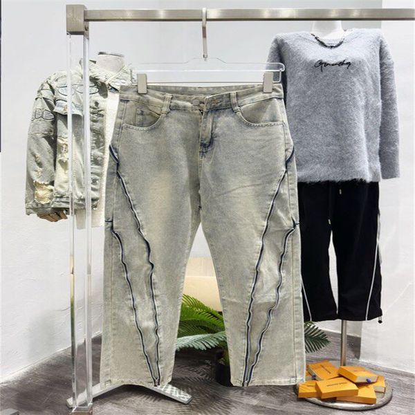 Pantaloni taglie forti da uomo Jeans da uomo Stampa di lettere stampate complete Pantaloni casual moda hip-hop da donna F4D33