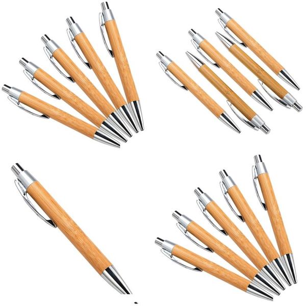 Kugelschreiber Großhandel Holzprodukt Unternehmen Eco Promo Marketing Gravieren Logo Klicken Sie auf Natural Bamboo Ball Pen Writing Drop Delivery Dhkvp