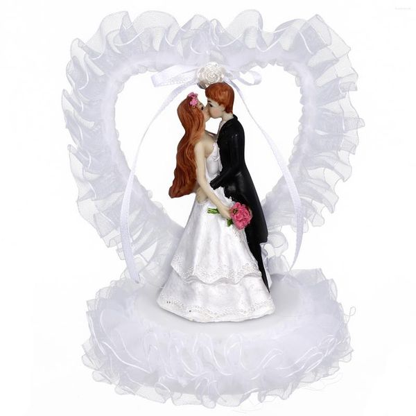 Flores decorativas noiva noivo ornamentos rústico decoração de casamento casal bolo muffin adorno resina amantes