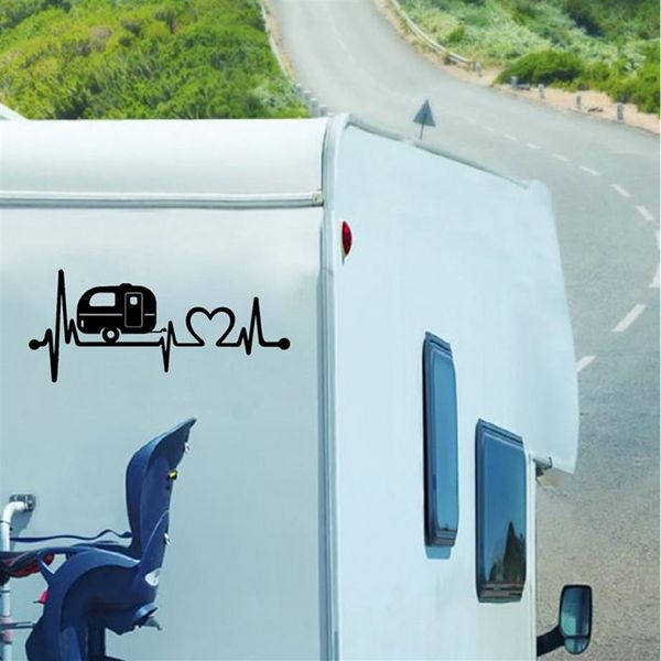 Für Camper Travel Trailer Wanderer Camper Heartbeat Art Decal Dekoration Zelt Wanderung Vinyl Aufkleber Camper Art Decor3173