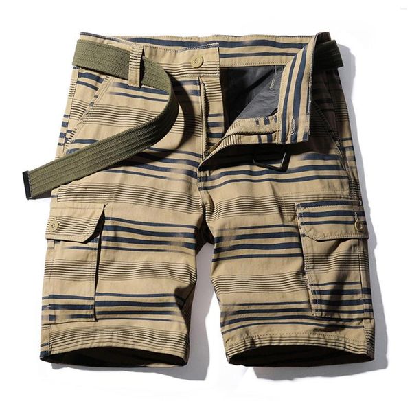 Calças masculinas Mens cor sólida personalidade design simples algodão moda costura shorts geral solto fino multi saco