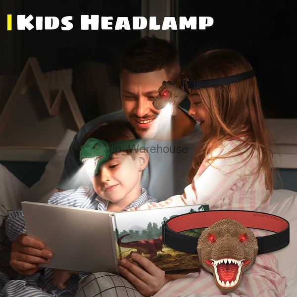 Stirnlampen, LED-Stirnlampe für Kinder, Dinosaurier-Spielzeug, Kinder-Stirnlampe mit brüllendem T-Rex-Dinosaurier-Kopf, Taschenlampe, Camping, Außenbeleuchtung, Spielzeug HKD230922